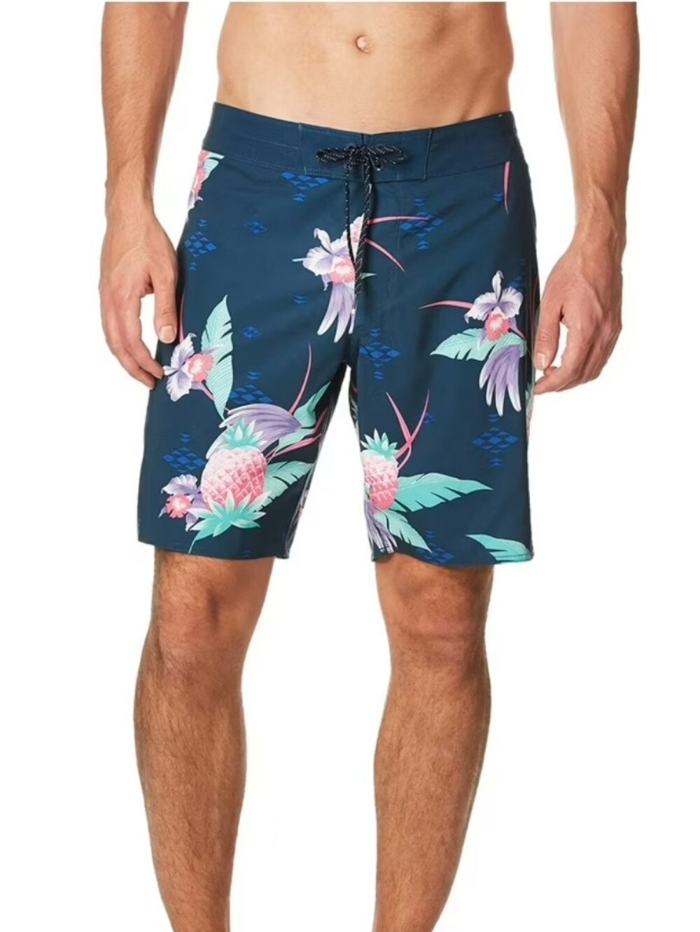 Billabong Sunday Pro Teal Green Tropical Pineapple Swimwear Boardshorts Size 34